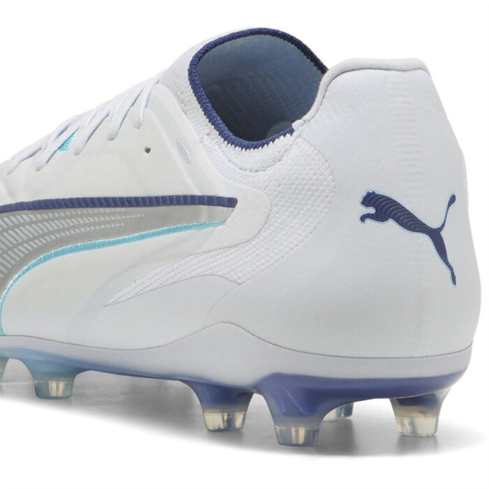 Puma King Firm Ground Football Boots – Silver/Blue - Image 5