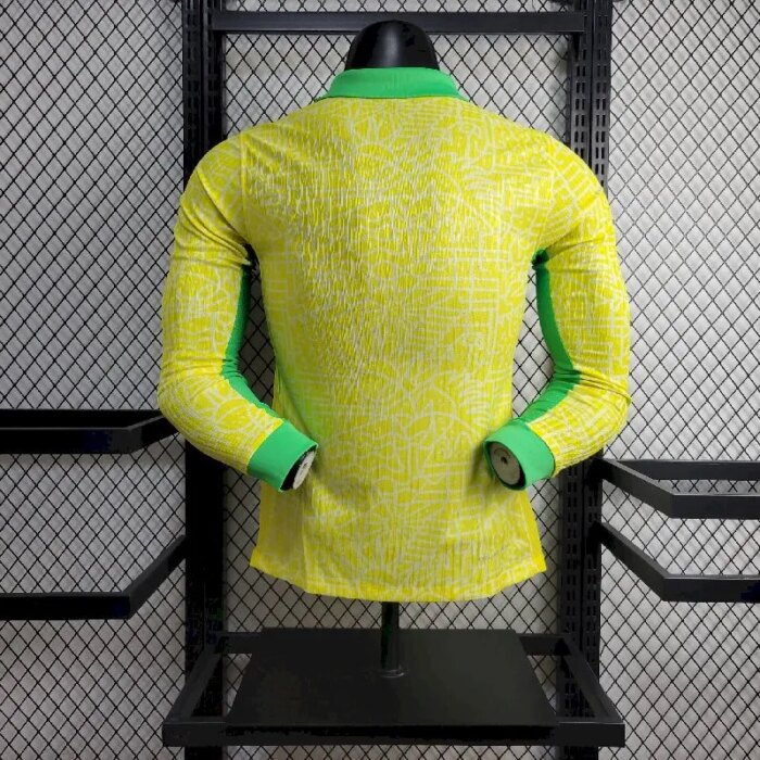 Mens Brazil 2024/25 Home Long Sleeve Jersey Player Version 2