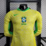 Mens Brazil 2024/25 Home Long Sleeve Jersey Player Version 1