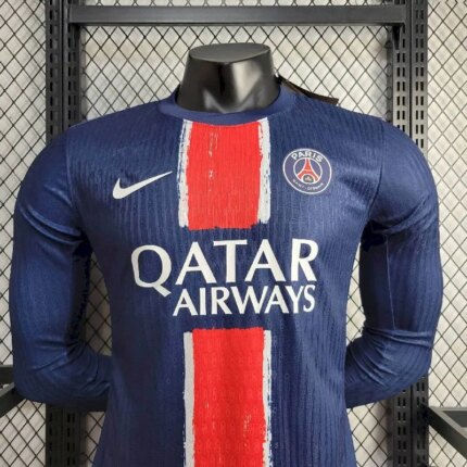 Mens Paris Saint-Germain 2024/25 Home Long Sleeve Jersey Player Version 1