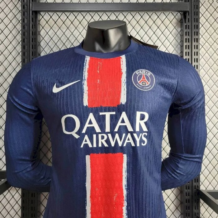 Mens Paris Saint-Germain 2024/25 Home Long Sleeve Jersey Player Version 1