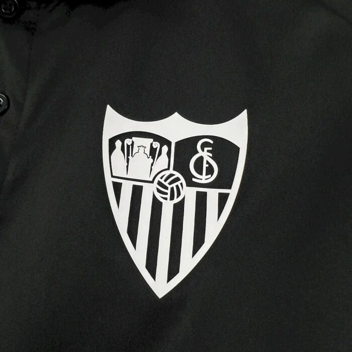 Mens Sevilla FC 2025/26 Black Travel Polo Jersey 2