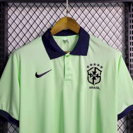 Mens Brazil 2023/24 Light Green Polo Jersey 1