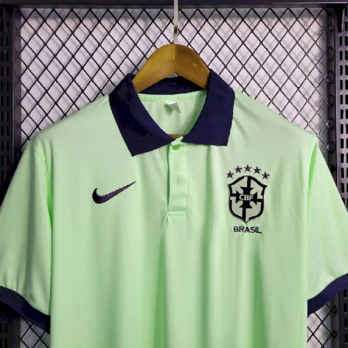 Mens Brazil 2023/24 Light Green Polo Jersey 1