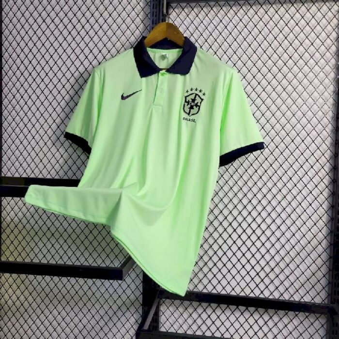 Mens Brazil 2023/24 Light Green Polo Jersey 5