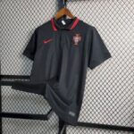 Mens Portugal 2023/24 Black Polo 1