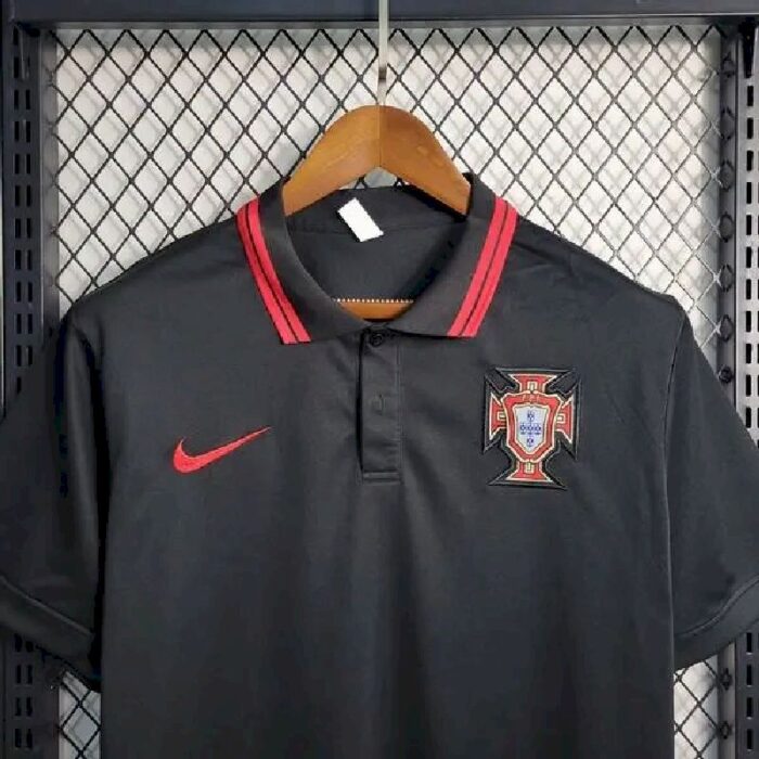 Mens Portugal 2023/24 Black Polo 2