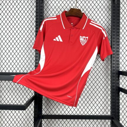 Mens Sevilla FC 2025/26 Red Travel Polo Jersey 7