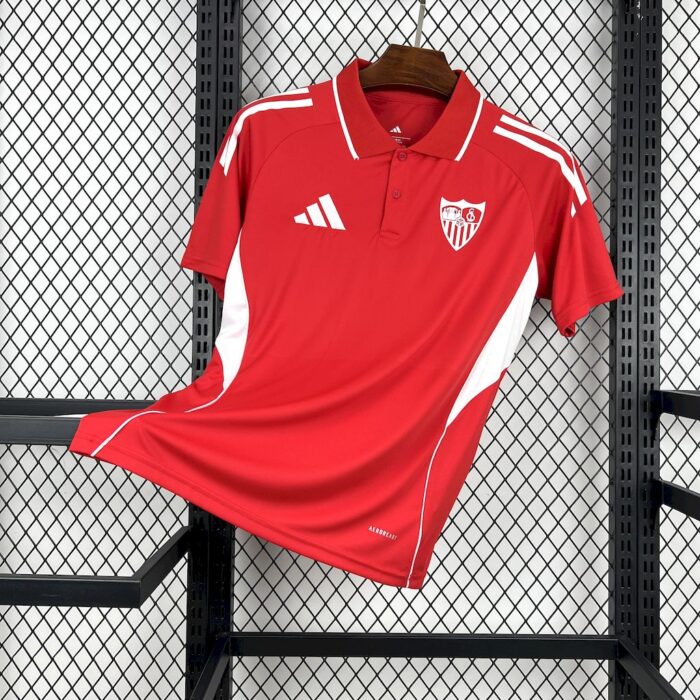 Mens Sevilla FC 2025/26 Red Travel Polo Jersey 7