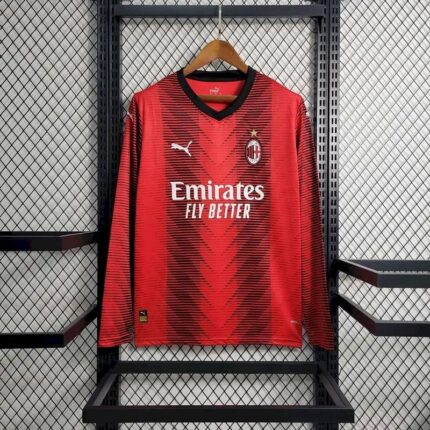 Mens AC Milan 2023/24 Home Long Sleeve Jersey 2
