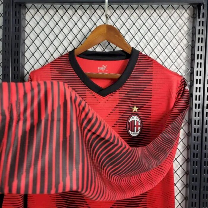 Mens AC Milan 2023/24 Home Long Sleeve Jersey 4