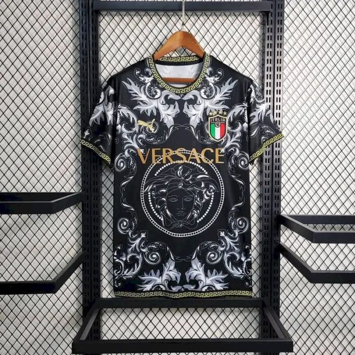 Mens Italy 2023/24 Versace Co-Branded Edition Jersey Black 1