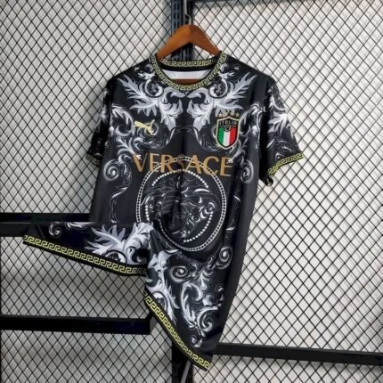 Mens Italy 2023/24 Versace Co-Branded Edition Jersey Black