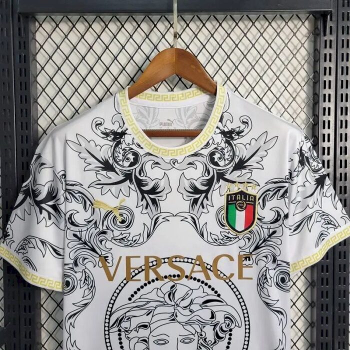 Mens Italy 2023/24 Versace Co-Branded Edition Jersey White 2