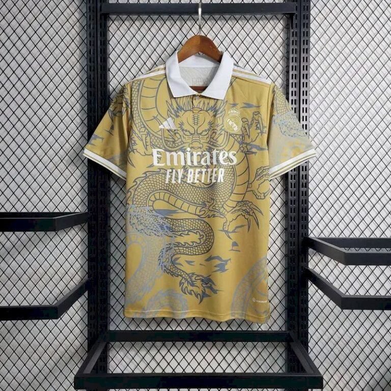 Mens Real Madrid 2023/24 Yellow Dragon Jersey 1