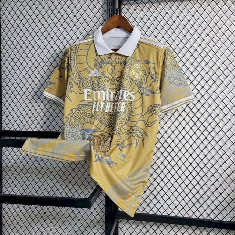 Mens Real Madrid 2023/24 Yellow Dragon Jersey 10