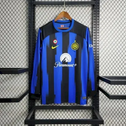Mens Inter Milan 2023/24 Home Long Sleeve Jersey With AD 9