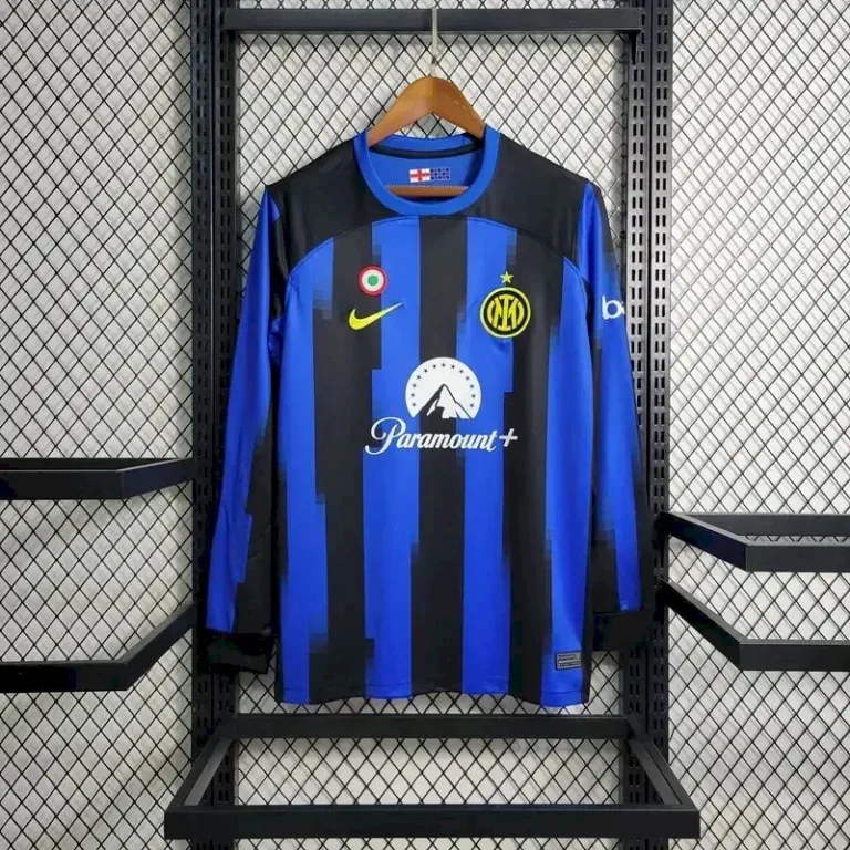 Mens Inter Milan 2023/24 Home Long Sleeve Jersey With AD 9
