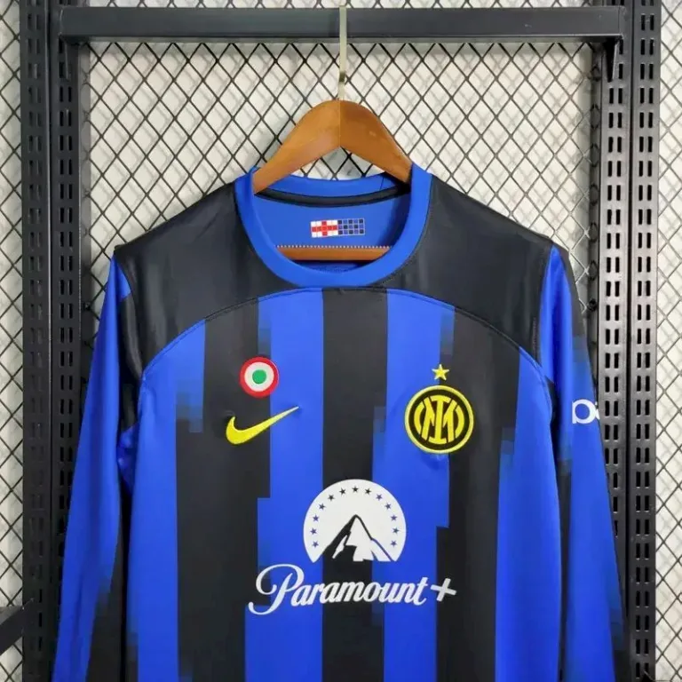 Mens Inter Milan 2023/24 Home Long Sleeve Jersey With AD 1
