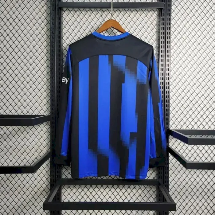 Mens Inter Milan 2023/24 Home Long Sleeve Jersey With AD 3