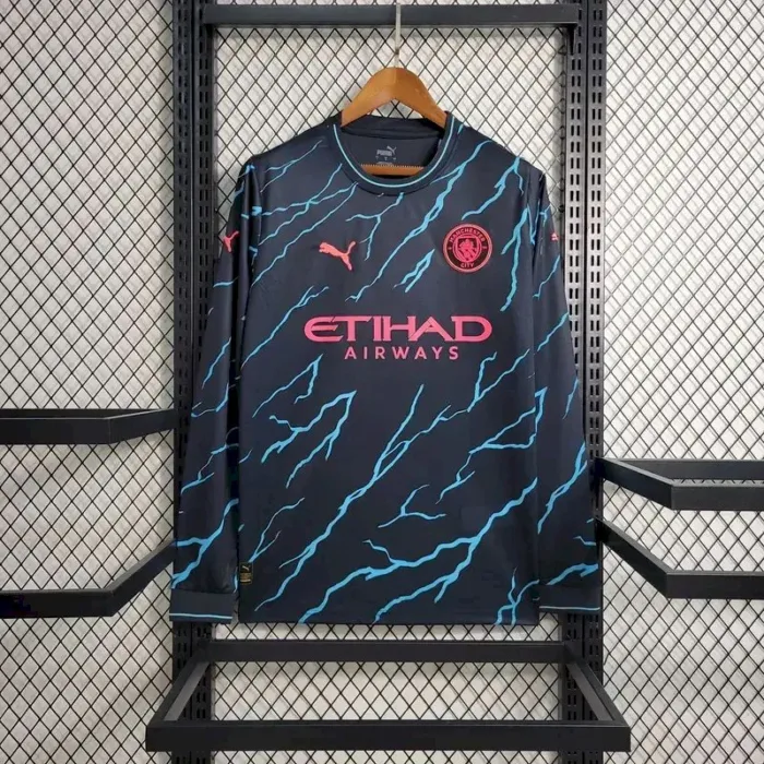 Mens Manchester City 2023/24 Third Long Sleeve Jersey 5
