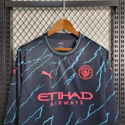 Mens Manchester City 2023/24 Third Long Sleeve Jersey 1