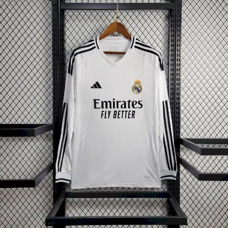 Mens Real Madrid 2024/25 Home Long Sleeve Jersey 8