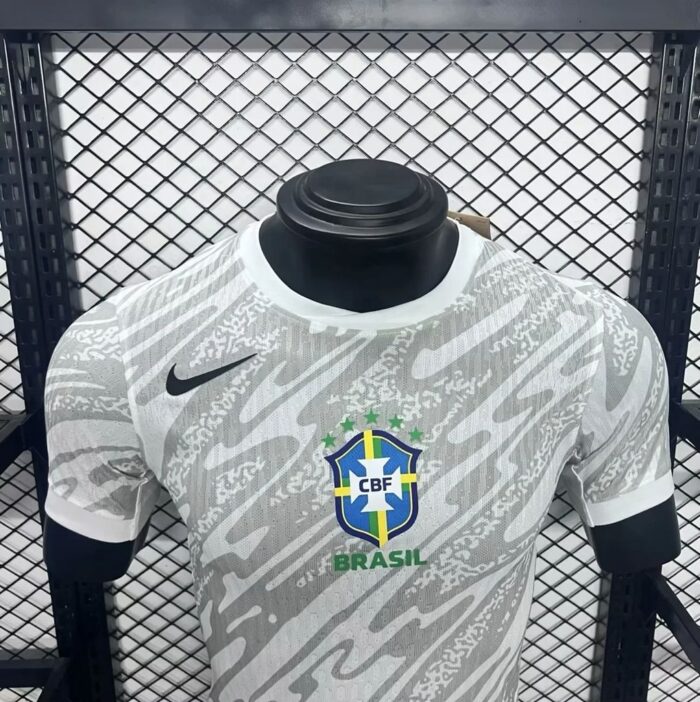Mens Brazil 2024/25 White Jersey Player Version 2