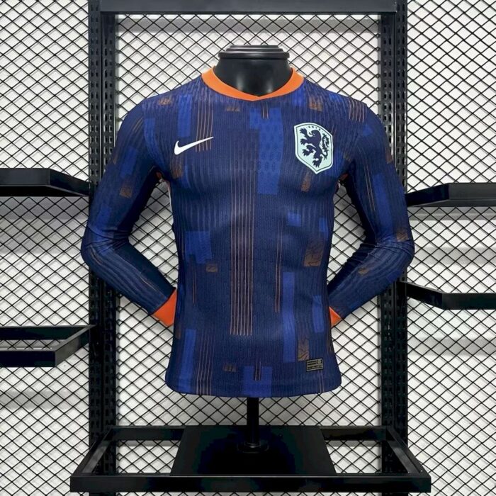 Mens Netherlands 2024/25 Away Long Sleeve Jersey Player Version 2
