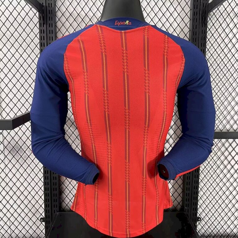 Mens Spain 2026 World Cup Home Long Sleeve Jersey Player Version 1