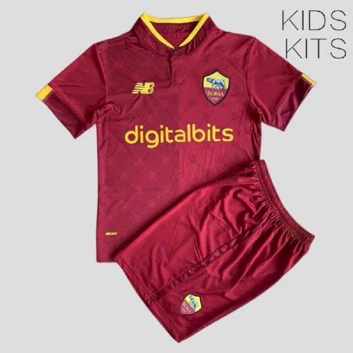 Kids AS Roma 2022/23 Home Kit 2