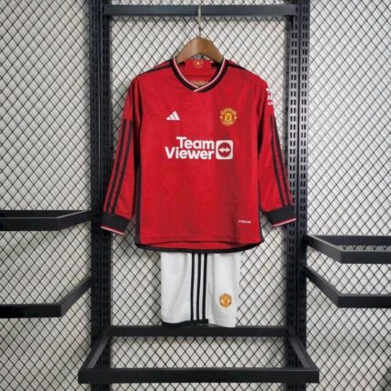 Kids Manchester United 2023/24 Home Long Sleeve Kit 7