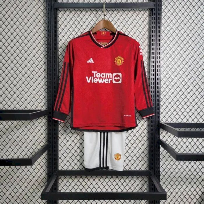 Kids Manchester United 2023/24 Home Long Sleeve Kit 7