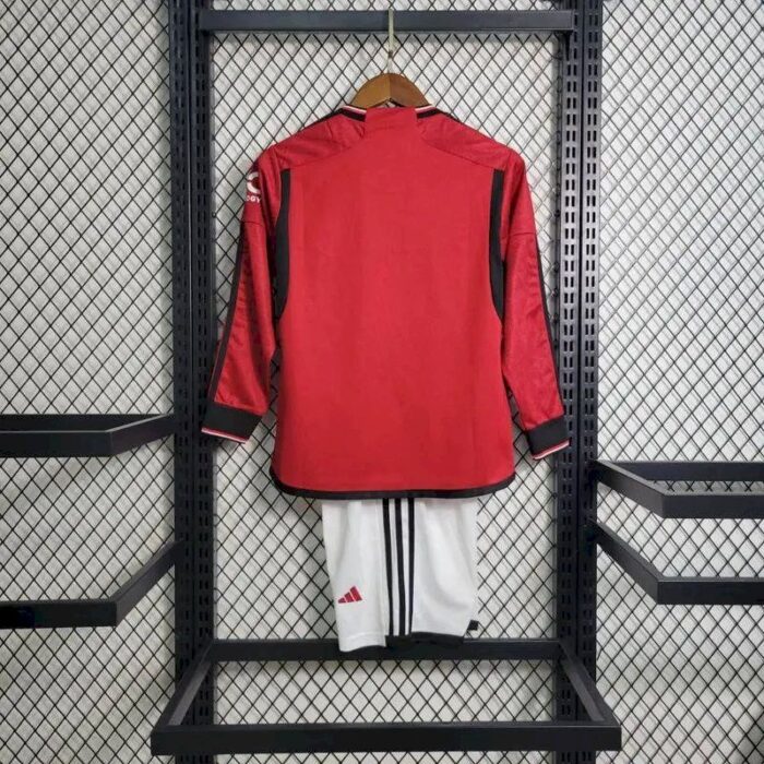 Kids Manchester United 2023/24 Home Long Sleeve Kit 4