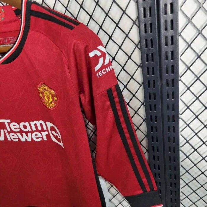 Kids Manchester United 2023/24 Home Long Sleeve Kit 2
