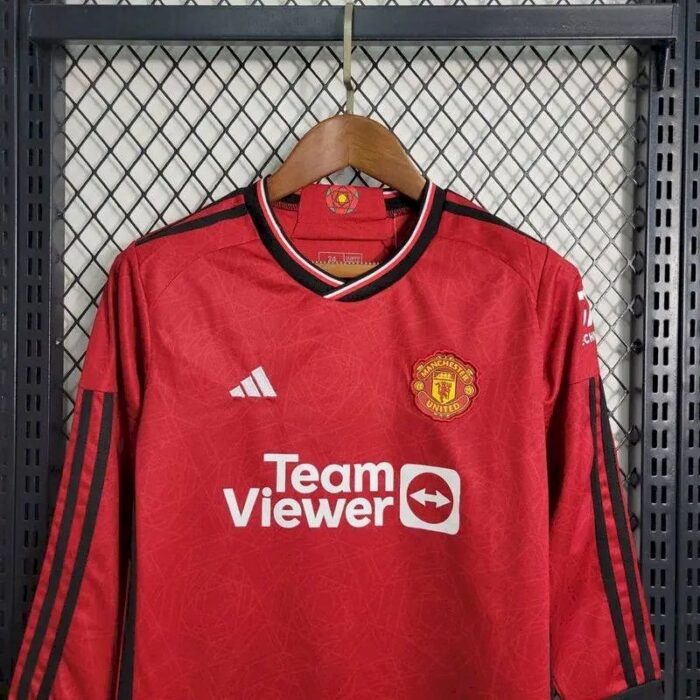 Kids Manchester United 2023/24 Home Long Sleeve Kit 1