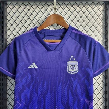 Kids Argentina 2022 Word Cup 3-Stars Away Kit 1