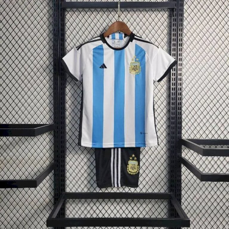 Kids Argentina 2022 Word Cup Home 3-Stars Kit 11