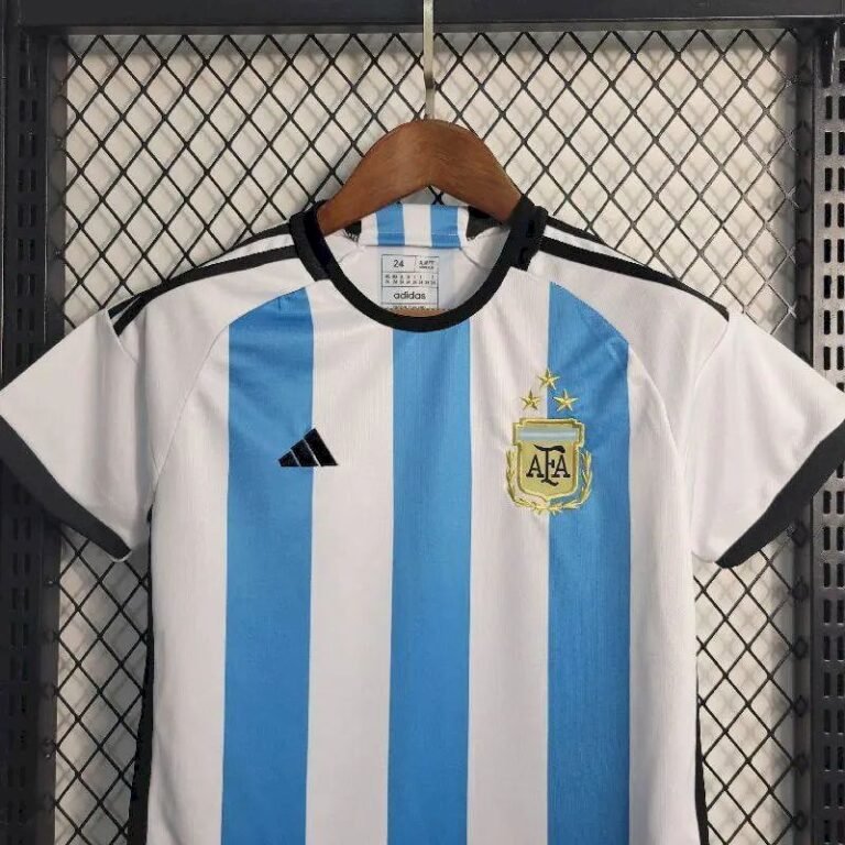 Kids Argentina 2022 Word Cup Home 3-Stars Kit 1