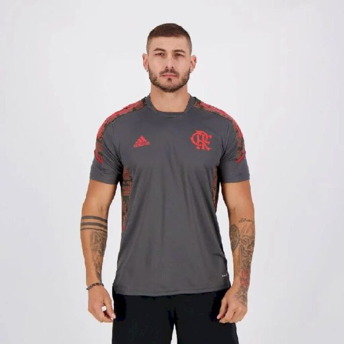 Mens Flamengo 2021 Grey Pre-Match Jersey 2