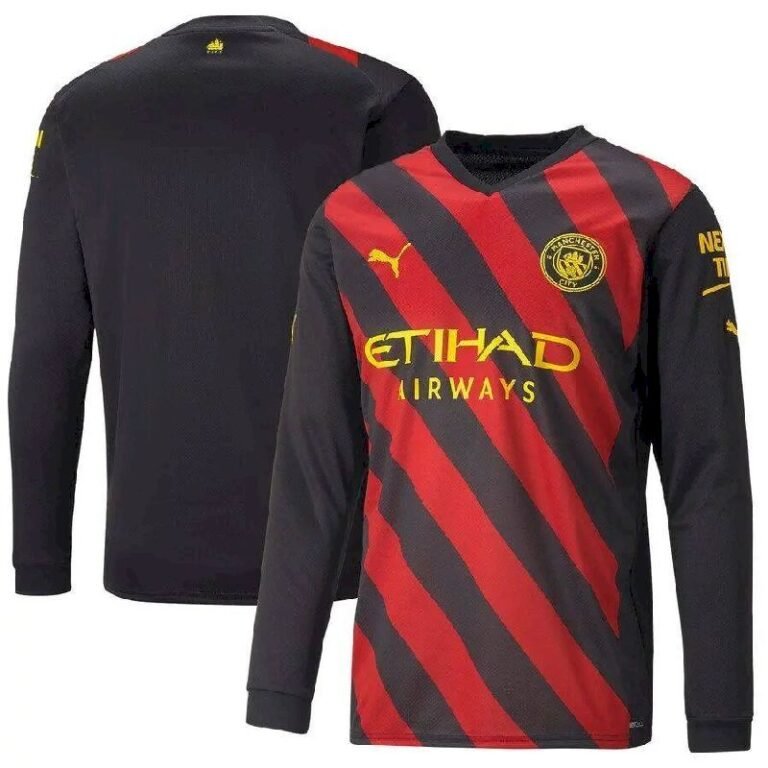Mens Manchester City 2022/23 Away Long Sleeve Jersey
