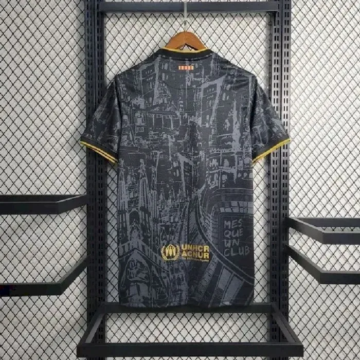 Mens Barcelona 2023/24 Black Gold Jersey 10