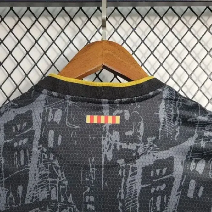 Mens Barcelona 2023/24 Black Gold Jersey 9