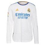Mens Real Madrid 2021 Home Patch Long Sleeve Jersey – White 1