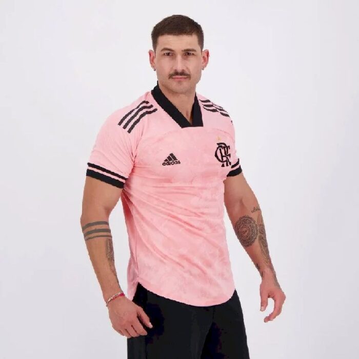 Mens Flamengo 2020/21 Pink October Rosa Jersey 3