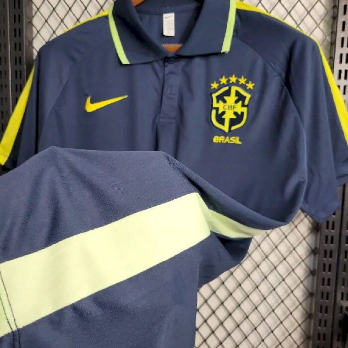 Mens Brazil 2023/24 Royal Polo Jersey 5