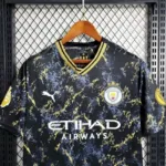 Mens Manchester City 2023/24 Black Gold Jersey 7
