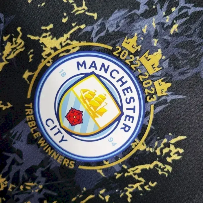 Mens Manchester City 2023/24 Black Gold Jersey 10