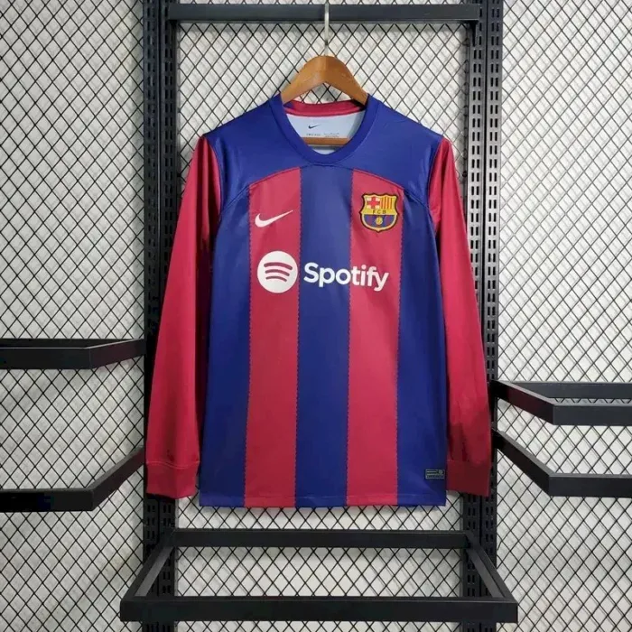 Mens Barcelona 2023/24 Home Long Sleeve Jersey 3