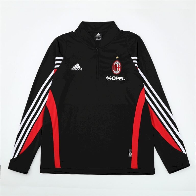 Mens AC Milan 2003/04 1/4 Zip Sweatshirt Retro Style